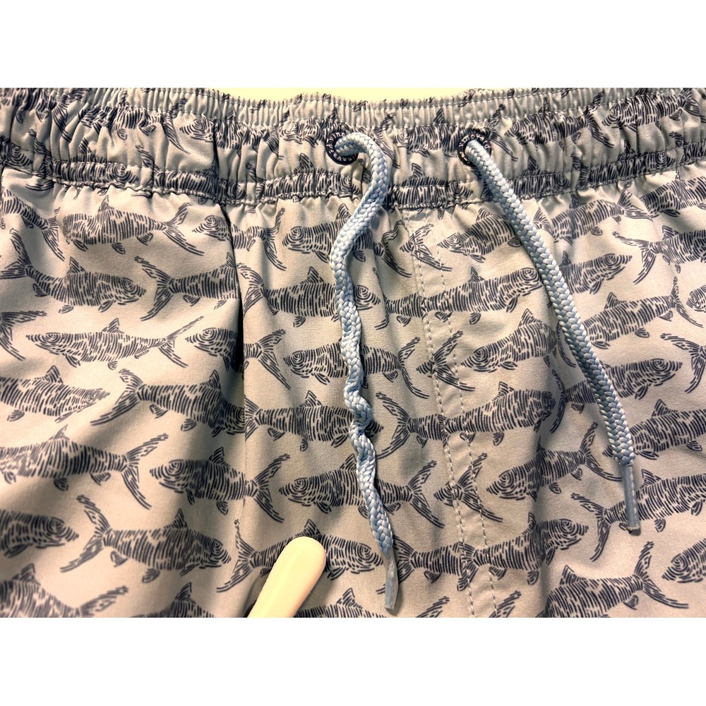 Vineyard Vines Shark Print Swim Trunks Mesh Lined Drawstring 7" Men's Medium - Picture 11 of 13